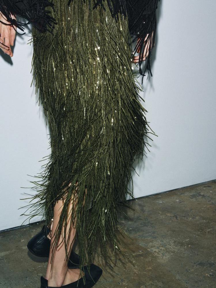 Luxe Sparkle Fringe Skirt