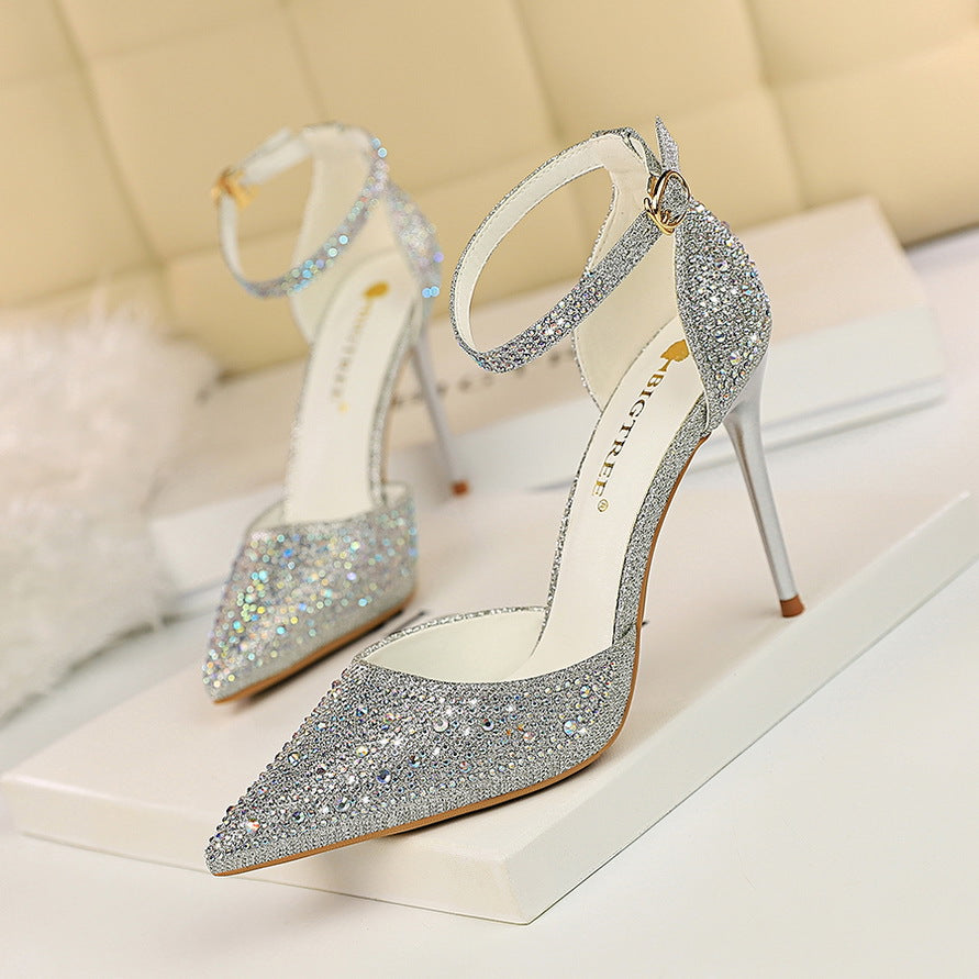 Haidi Artificial Crystal Pumps - Black