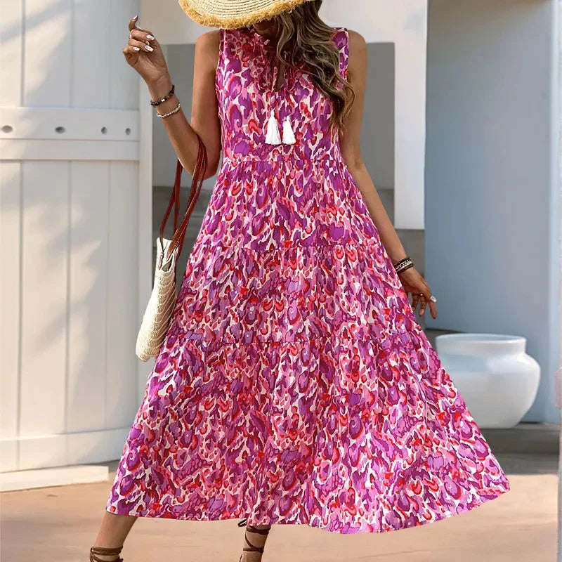 Sunset Mirage Tassel Midi Dress