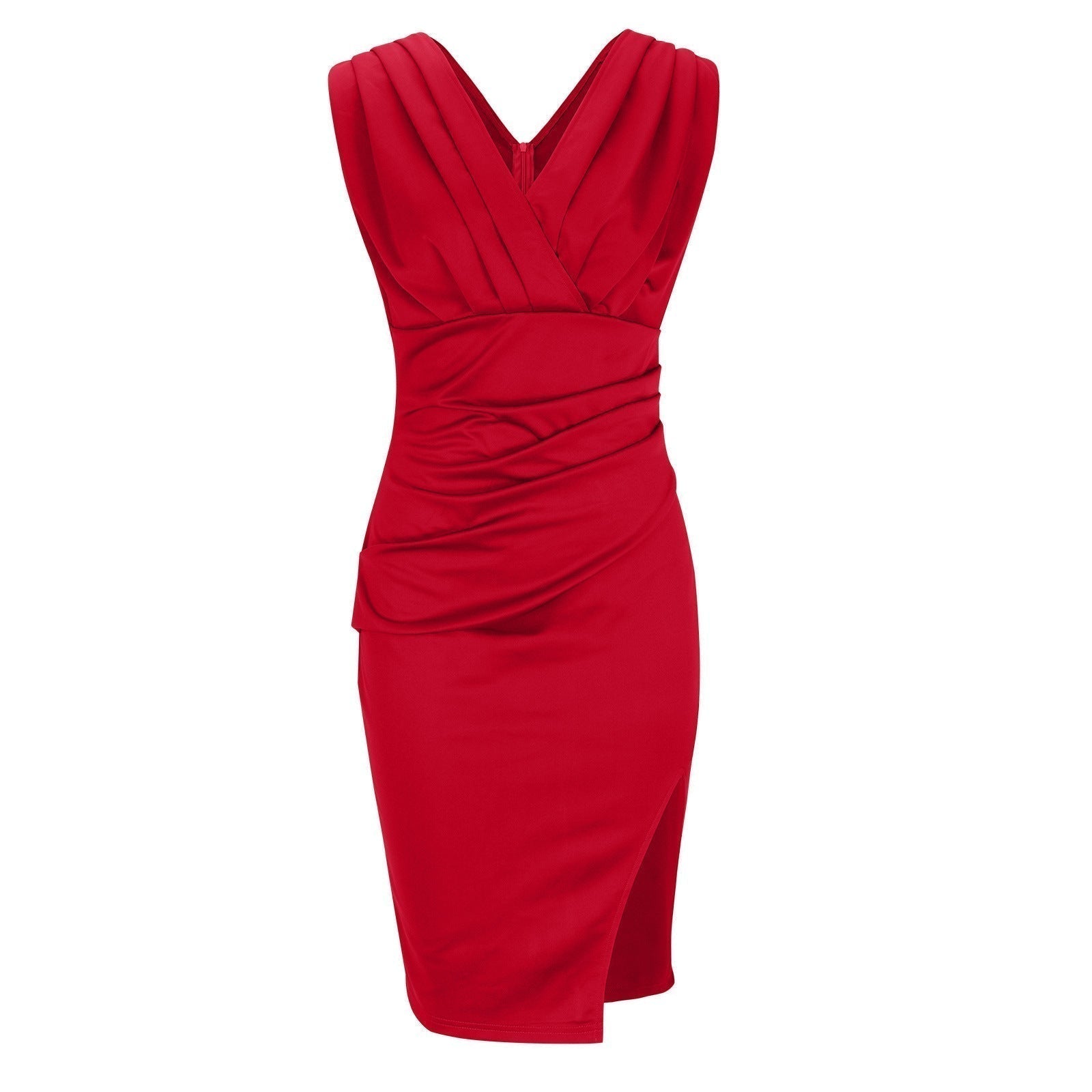 BRENDA | Fitted Dress with V-Neckline and Slit davin luxe