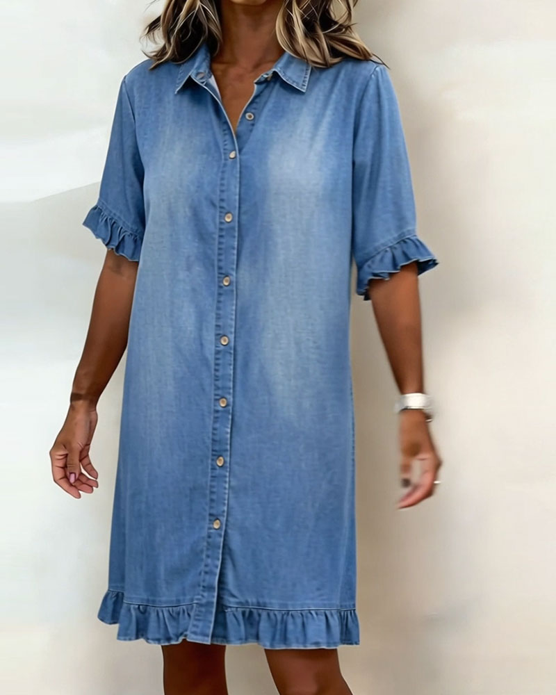 Elegant Ruched Denim Dress