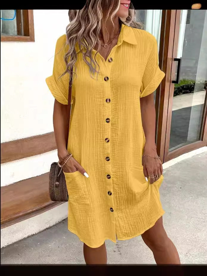 Button-Down Midi Dress with Pockets