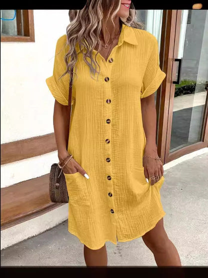Button-Down Midi Dress with Pockets