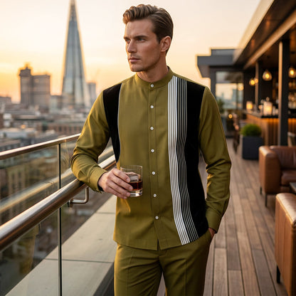 Men's Striped Shirt & Trousers Set
