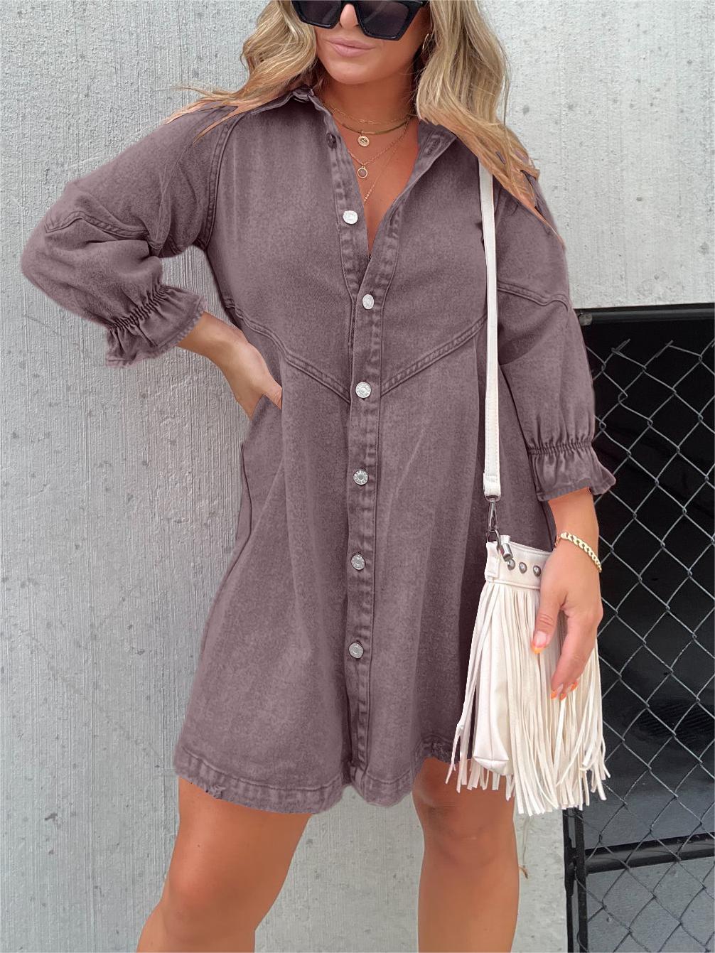 Davin™ Puff Sleeve Denim Dress
