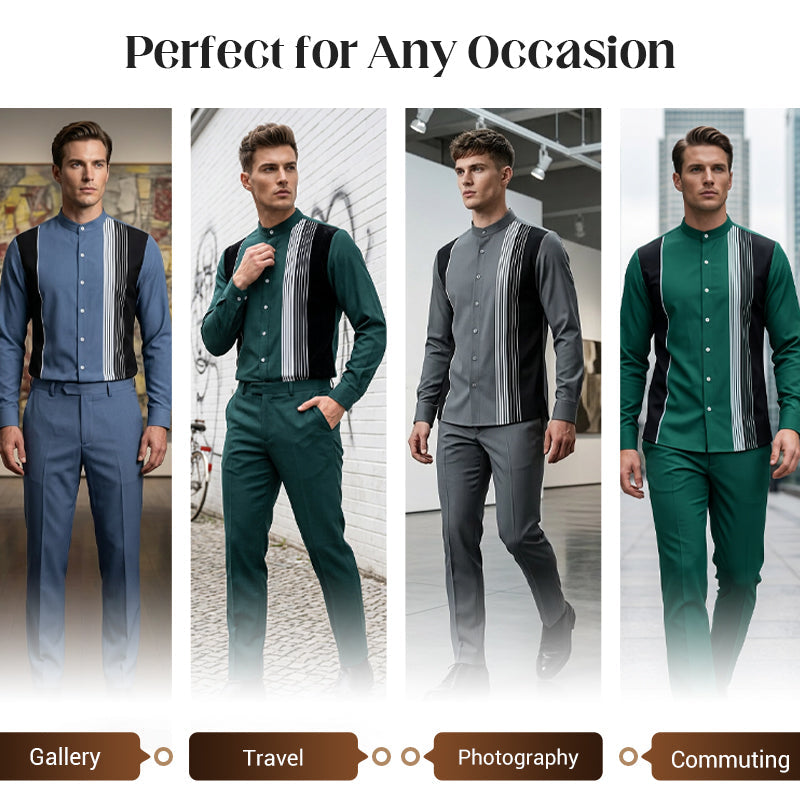 Men's Striped Shirt & Trousers Set