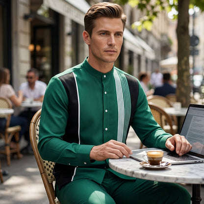 Men's Striped Shirt & Trousers Set
