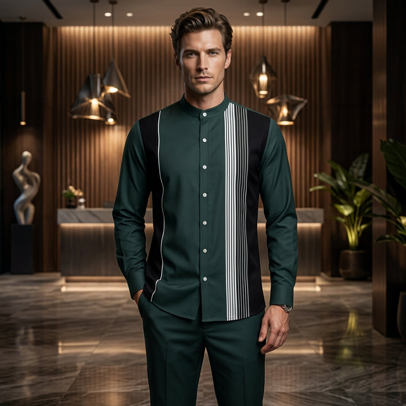 Men's Striped Shirt & Trousers Set