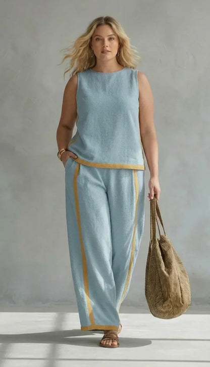 Ursula - Elegant and Casual Set of Vest and Pants with Bicolor Finishes