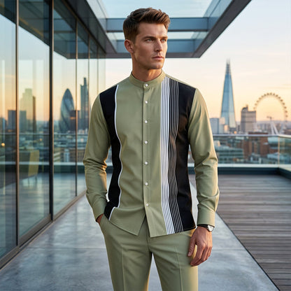 Men's Striped Shirt & Trousers Set