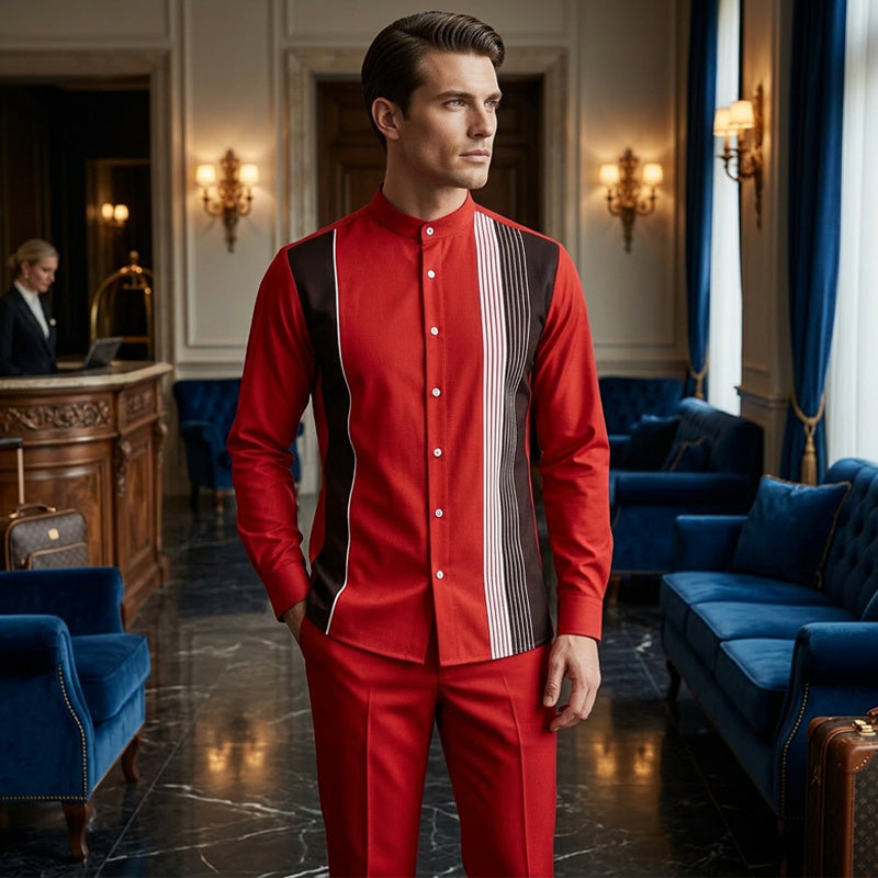Men's Striped Shirt & Trousers Set