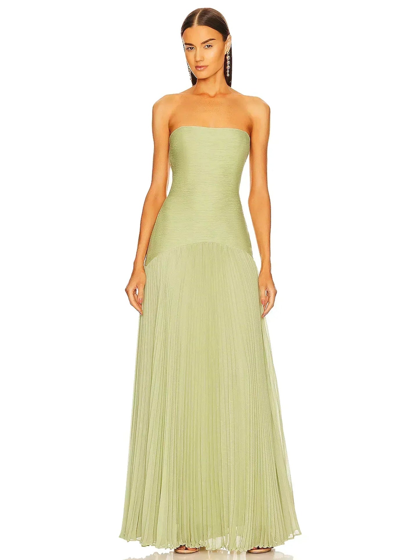 Flowy Green Long Dress GLIZM