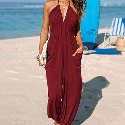 V-Neck Backless Jumpsuit