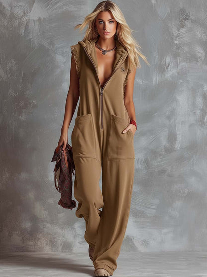 Retro Sport Hooded Jumpsuit