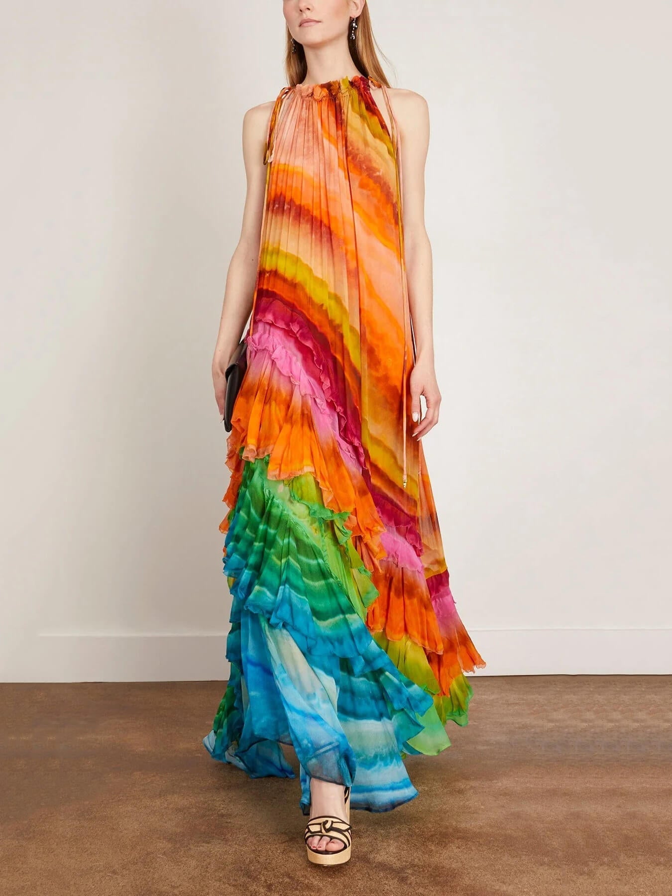 British Ruffle Gown in Multi