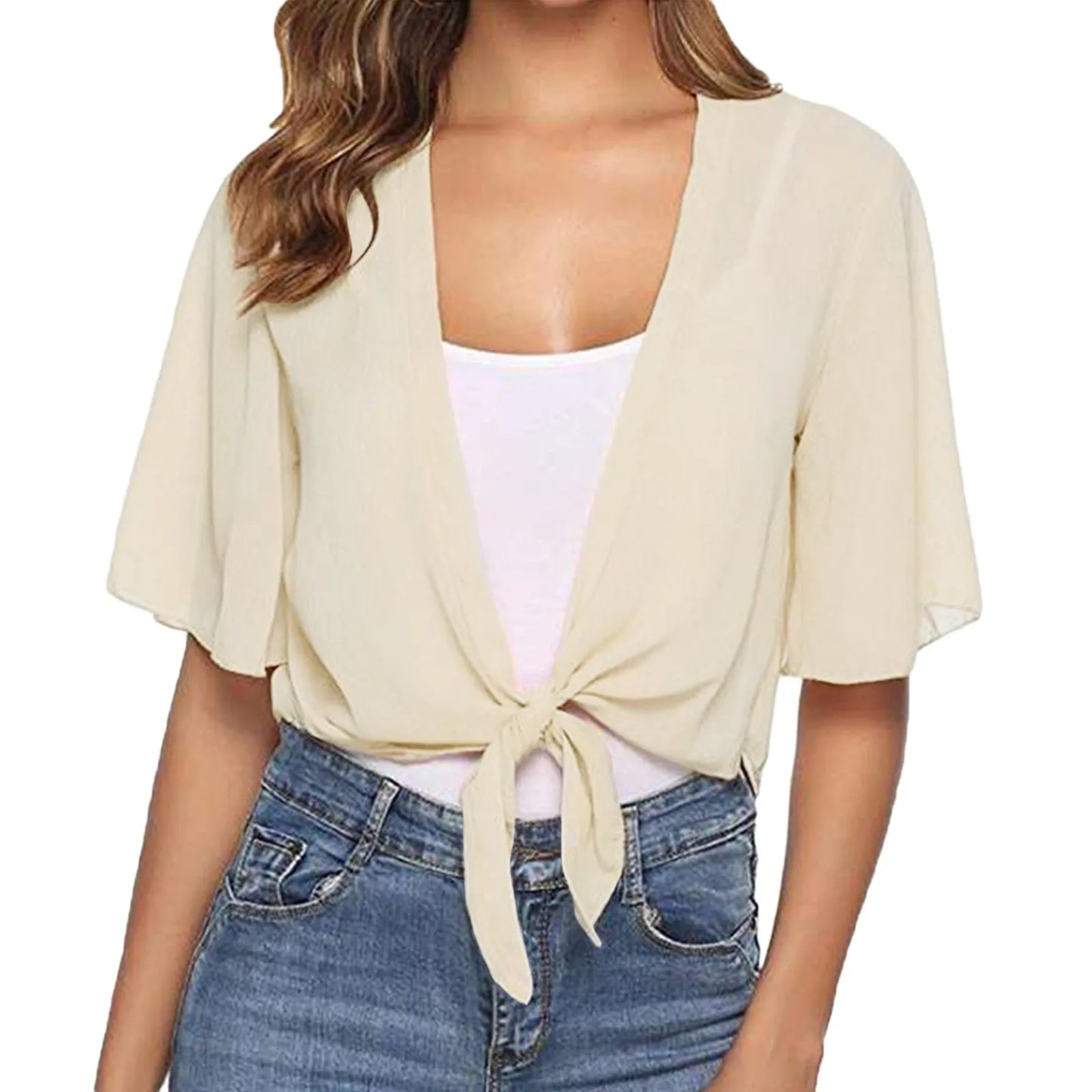 BreezeLite Tie-Front Chiffon Shrug