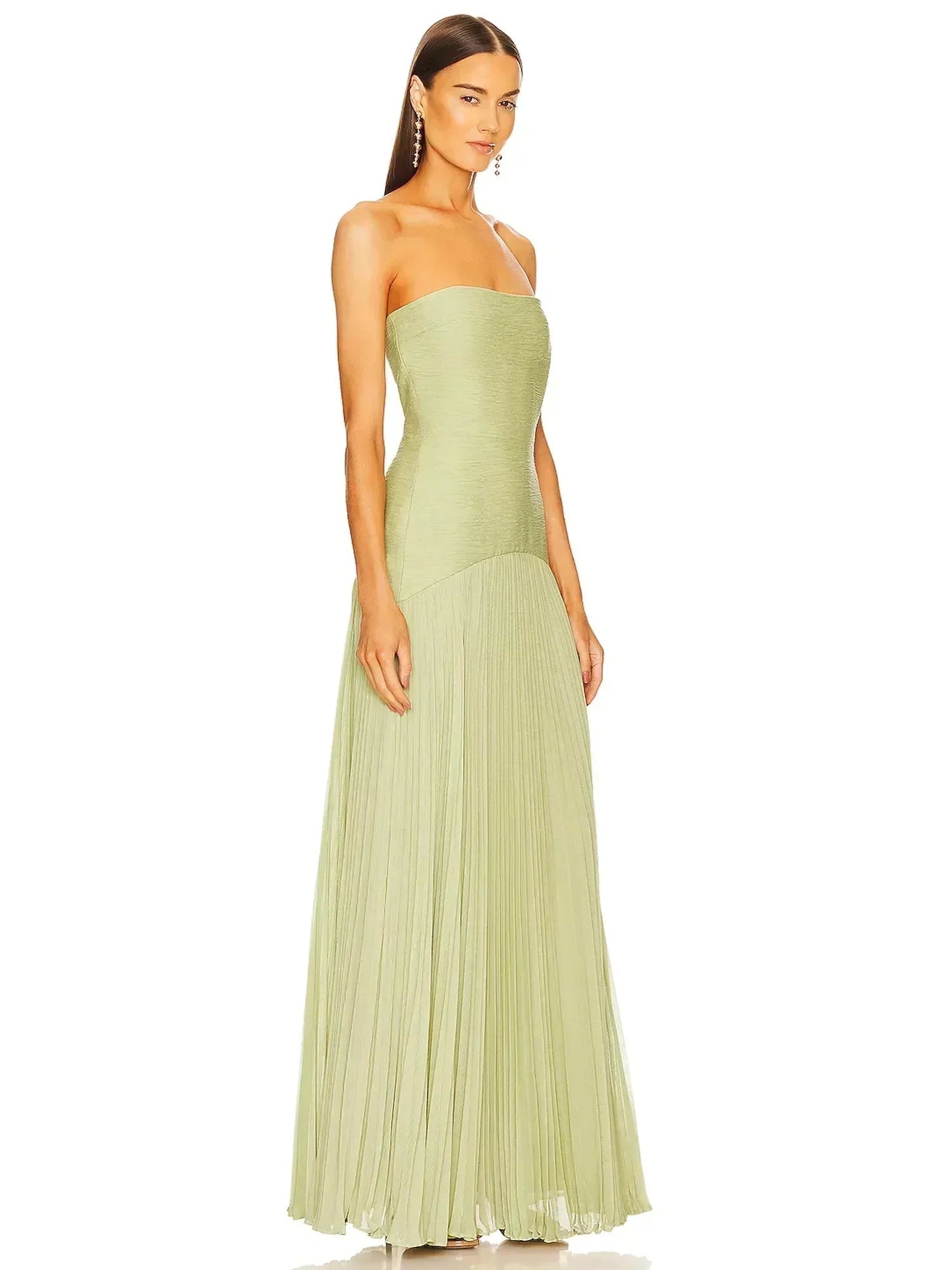 Flowy Green Long Dress GLIZM