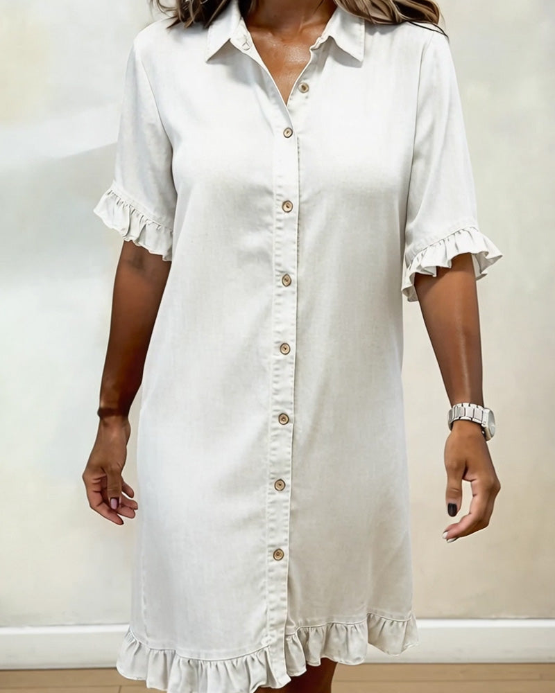Elegant Ruched Denim Dress