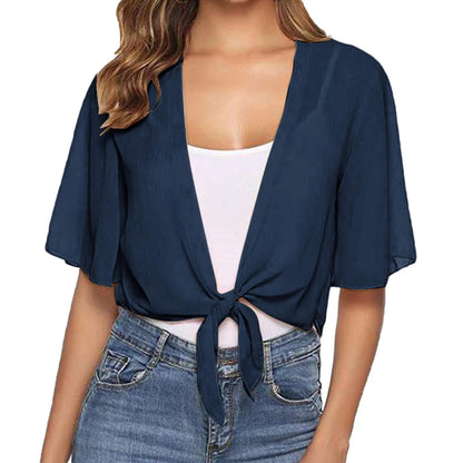 BreezeLite Tie-Front Chiffon Shrug