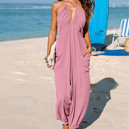 V-Neck Backless Jumpsuit