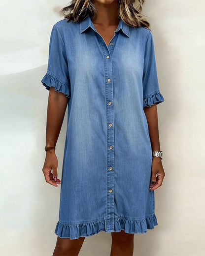 Elegant Ruched Denim Dress