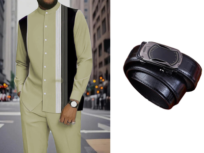 Men's Striped Shirt & Trousers Set