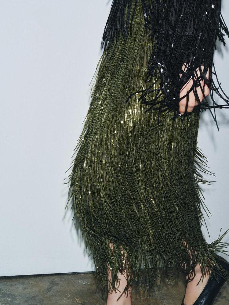 Luxe Sparkle Fringe Skirt
