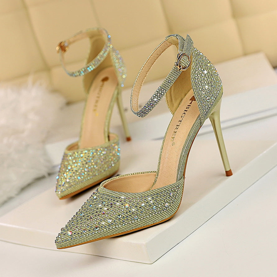 Haidi Artificial Crystal Pumps - Black