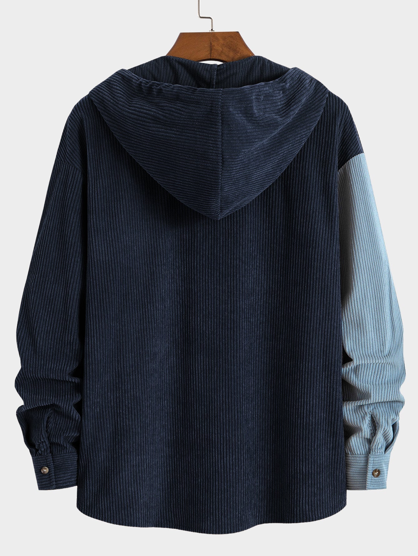 Relax Fit Colorblock Corduroy Hooded Shirt