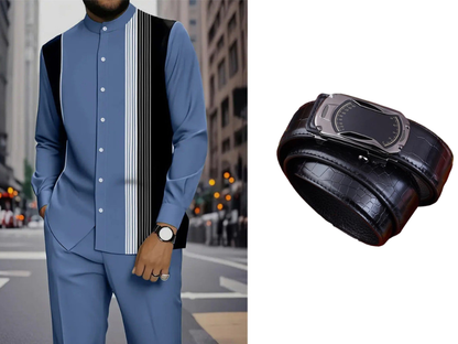 Men's Striped Shirt & Trousers Set