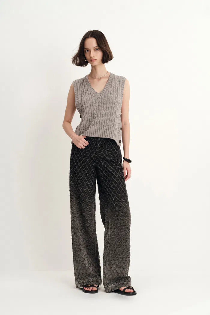 Natalie Gradient Straight Jeans in Crochet Denim Davin Luxe