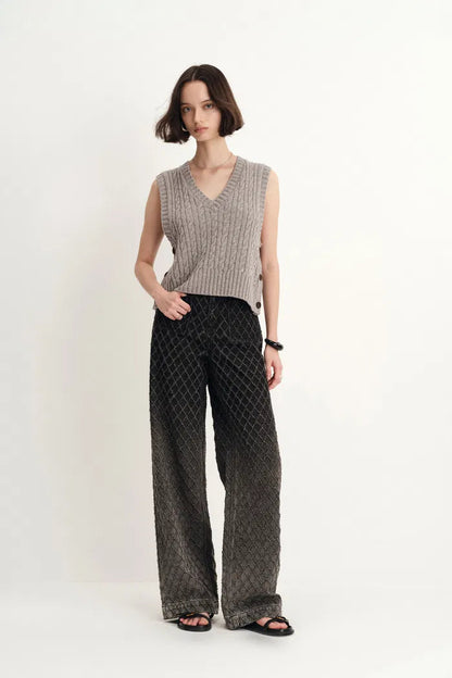 Natalie Gradient Straight Jeans in Crochet Denim Davin Luxe
