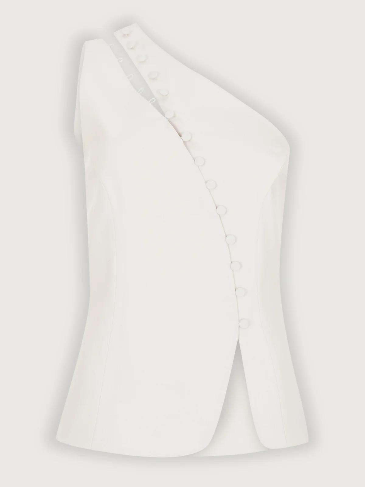 Dione™ One-Shoulder Button Detail Top My Store