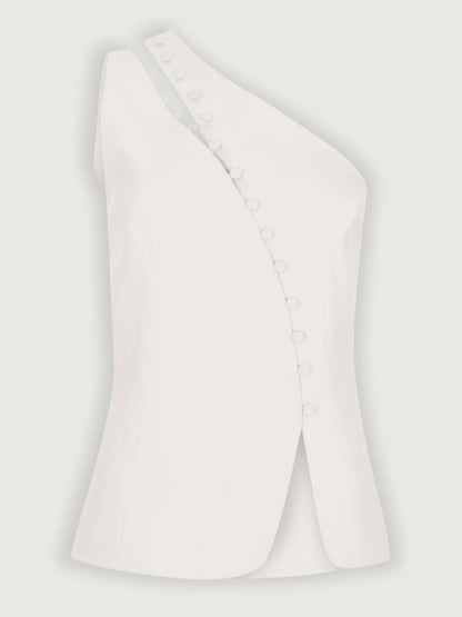 Dione™ One-Shoulder Button Detail Top My Store