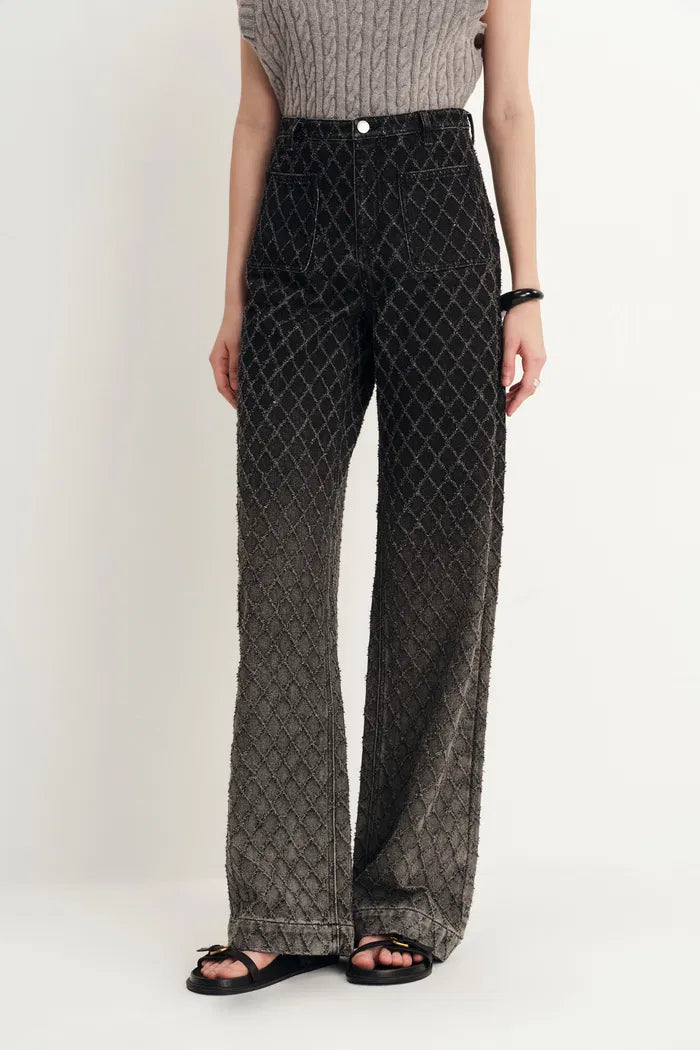 Natalie Gradient Straight Jeans in Crochet Denim Davin Luxe