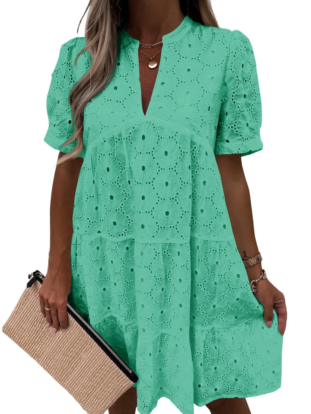 Lace Eyelet Babydoll Dress