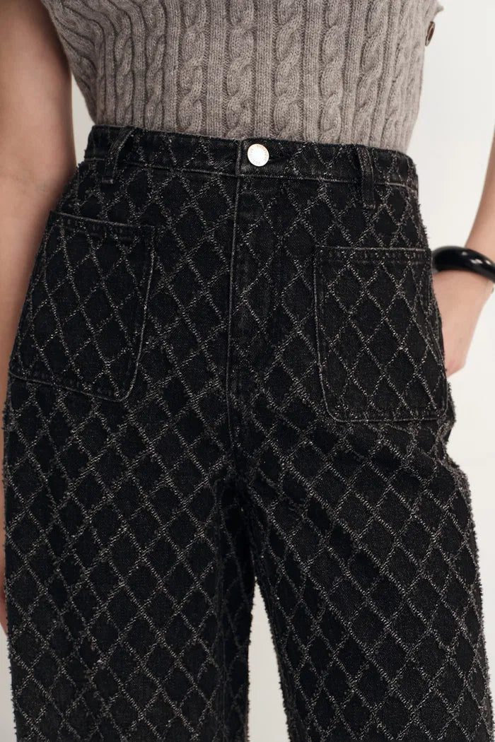 Natalie Gradient Straight Jeans in Crochet Denim Davin Luxe