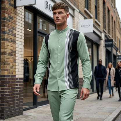 Men's Striped Shirt & Trousers Set