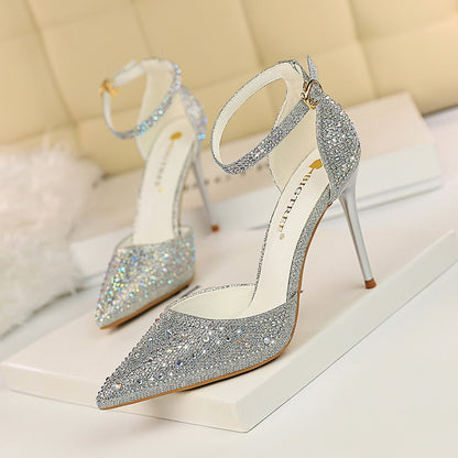 Haidi Artificial Crystal Pumps - Black