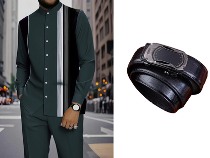 Men's Striped Shirt & Trousers Set
