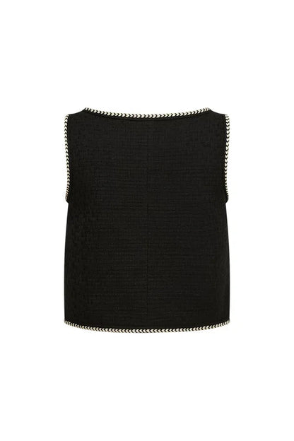 Hailey Contrast Trim Vest in Herringbone Tweed Davin Luxe