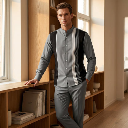 Men's Striped Shirt & Trousers Set