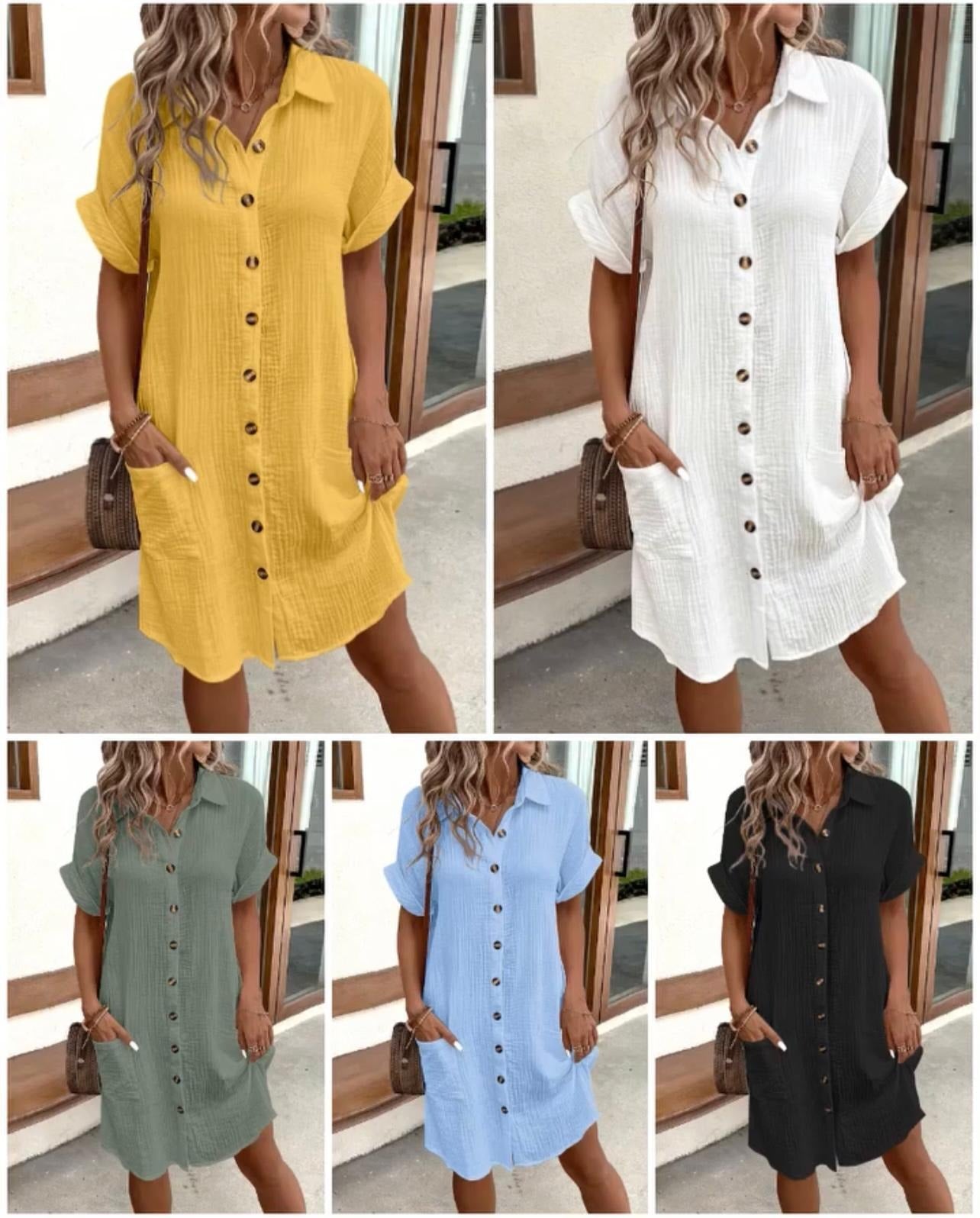 Button-Down Midi Dress with Pockets
