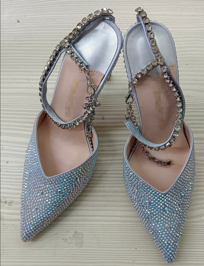 Womens Crystal Stiletto Evening Shoes