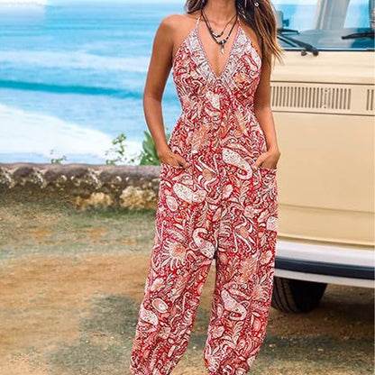 V-Neck Backless Jumpsuit