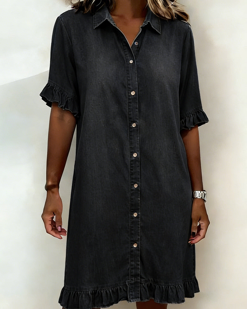 Elegant Ruched Denim Dress