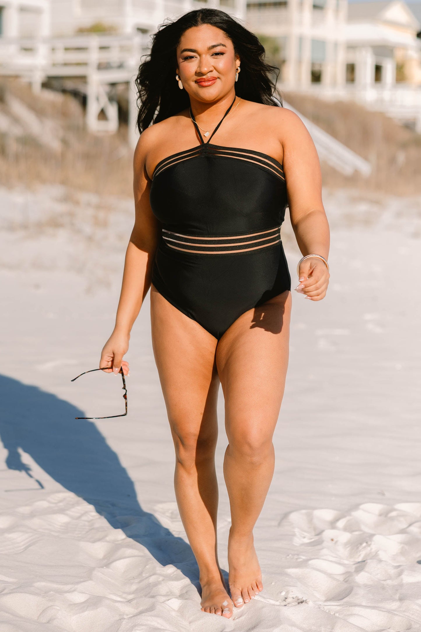 Waves Crashing Swimsuit, Black