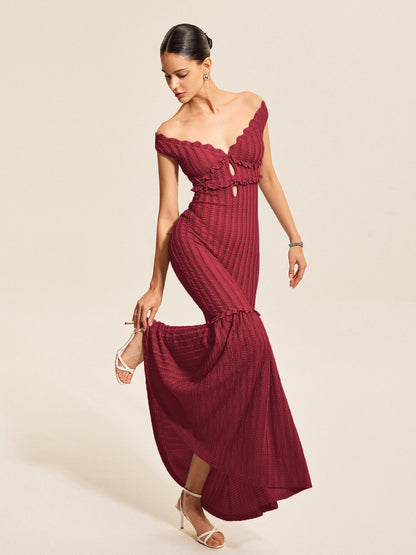 Off-Shoulder Ruffle Detail Dress
