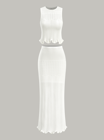 Wave Pattern Sleeveless Knit Top