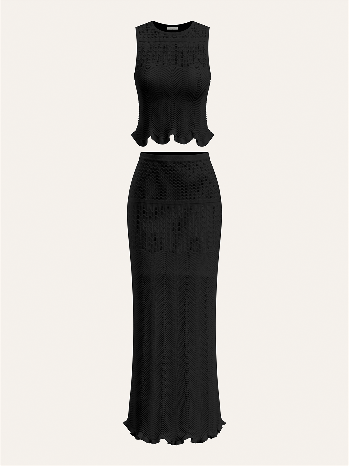 Wave Pattern Knit Maxi Skirt